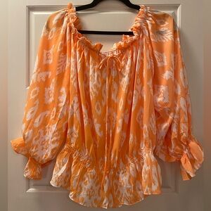 Orange and White Boho Top Size XL
